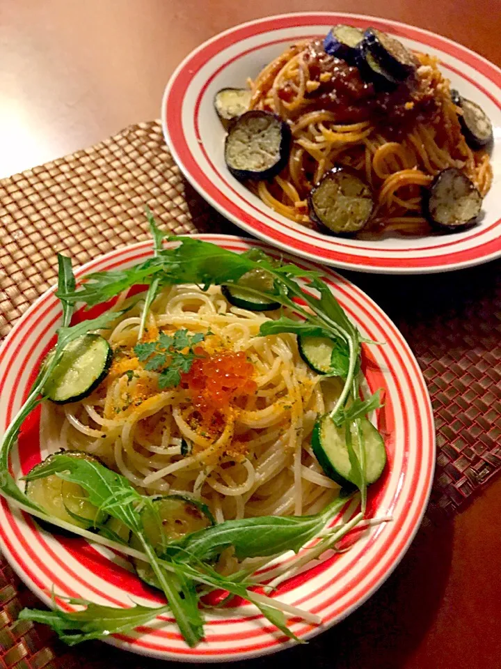 Spaghetti alla Bottarga🍝ｽﾊﾟｹﾞﾃｨ ｱｯﾗ ﾎﾞｯﾀﾙｶﾞ                                        Ragù alla bolognese🍝ﾗｸﾞｰ･ｱｯﾗ･ﾎﾞﾛﾆｪｰｾﾞ|🌈Ami🍻さん