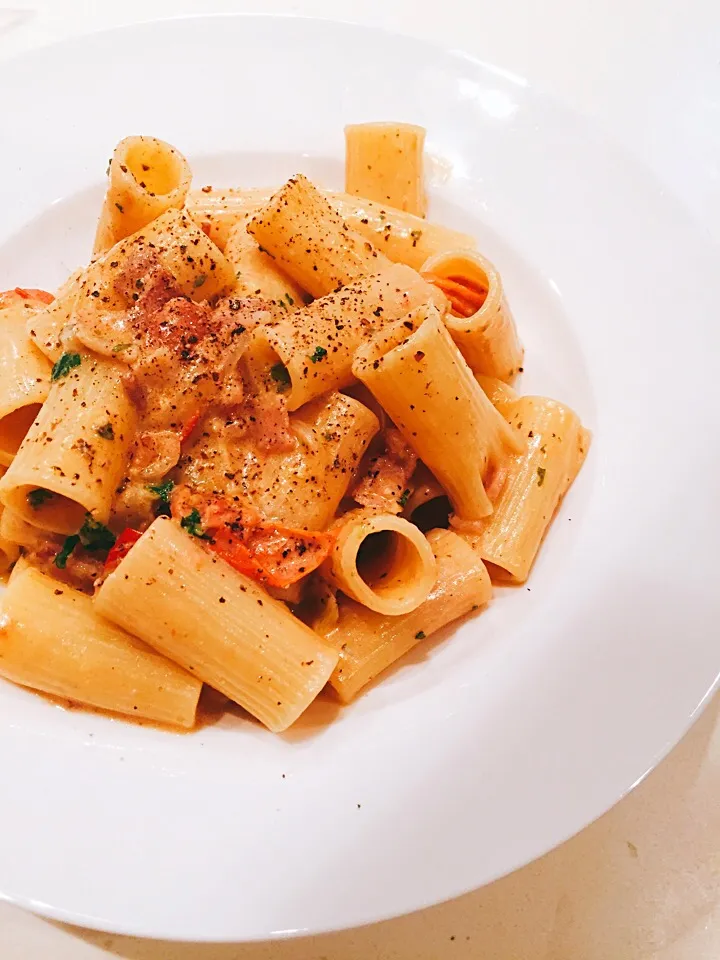 リガトーニのサンタギュールクリームソース  #サンタギュール #ブルーチーズ #リガトーニ #パスタ #pasta #rigatoni #saintagur|hipboaさん