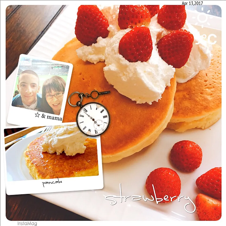 パンケーキ•*¨*•.¸¸♬ファイターズ⚾️連敗ストップ記念投稿(^◇^;)  #パンケーキ#いちご🍓|カンカンさん