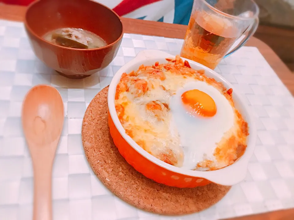 Snapdishの料理写真:＊カレードリア＊茄子の味噌汁|みじんこさん