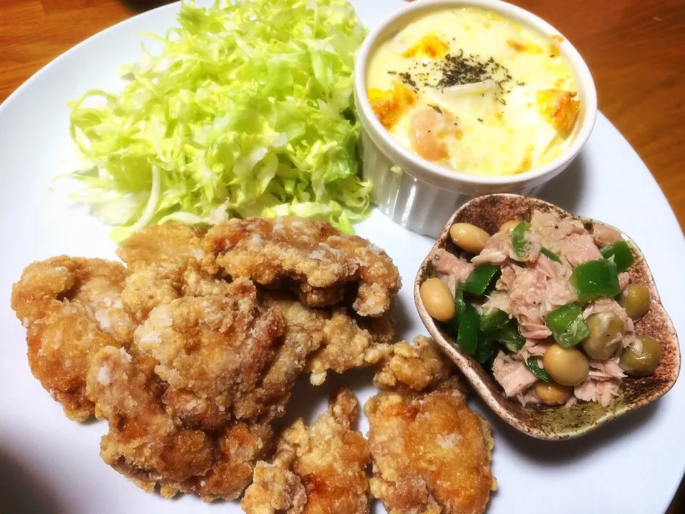 からあげ、ぐらたん、無限ピーマン|いちごさん