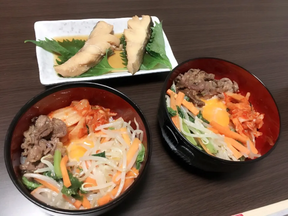 Snapdishの料理写真:#ビビンバ丼 #タラの煮付け|はっしーさん