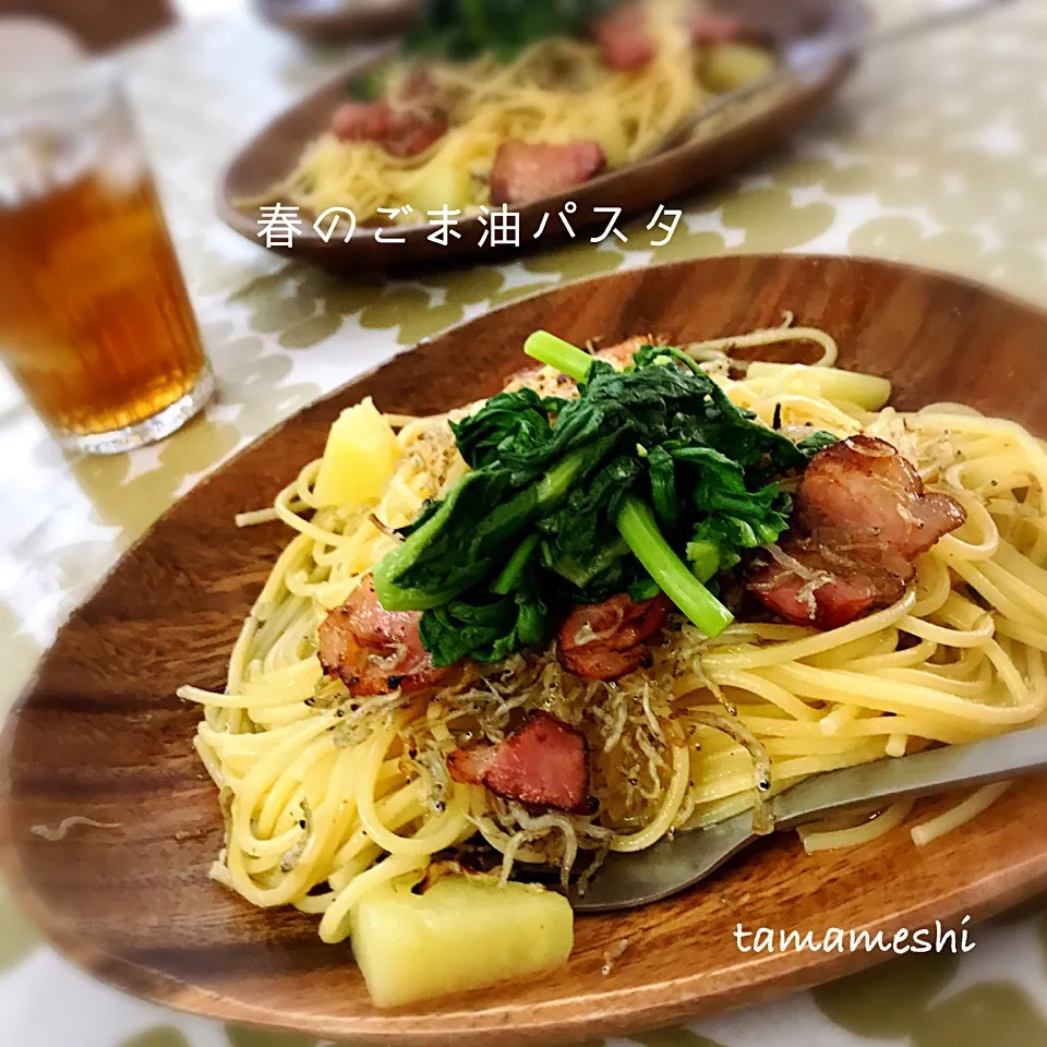 Snapdishの料理写真:うどんだらさんの料理 春のごま油パスタ。|tamaさん