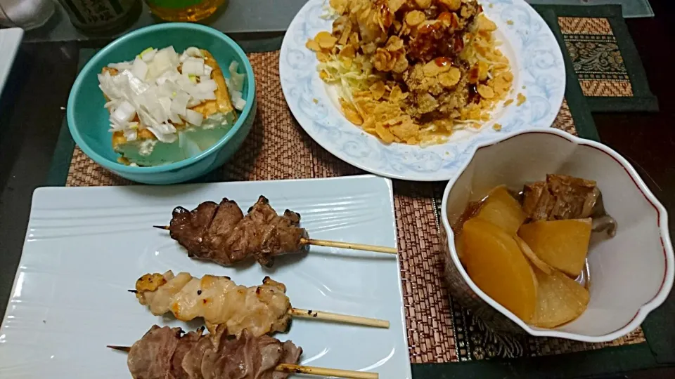 食べればコロッケ&焼き鳥&ぶり大根&厚揚げ焼き|まぐろさん