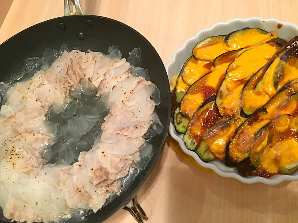 大根とバラ肉のミルフィーユ鍋とナスの味噌マヨチーズ焼き💕|Satokoさん