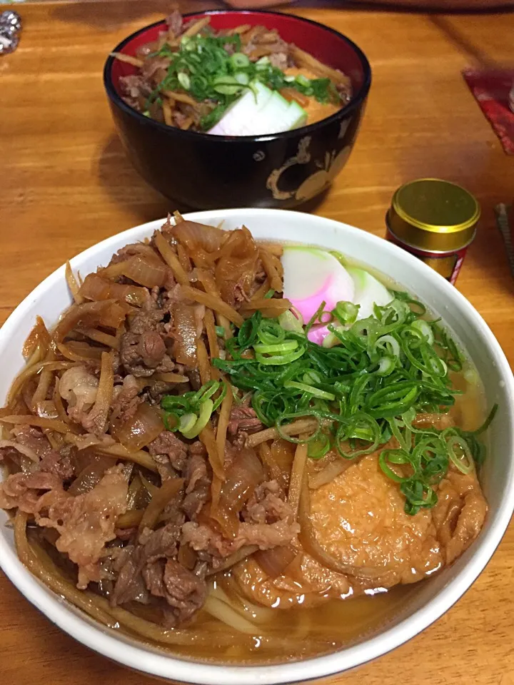 きつね&肉うどん🍲*\(^o^)/*#肉うどん#きつねうどん|すかラインさん