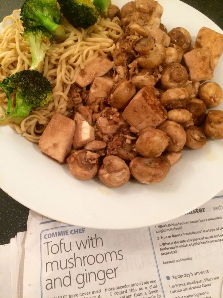 Snapdishの料理写真:Tofu with mushrooms and ginger (Morning Star Commie Chef recipe)|Nick Hiderさん