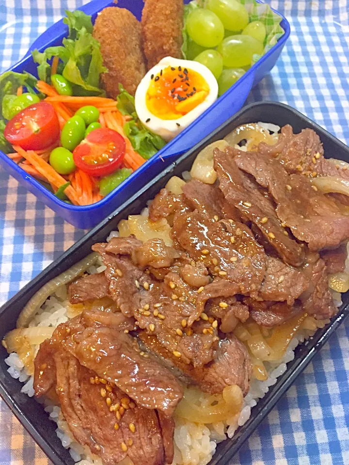 Snapdishの料理写真:がっつり焼肉のっけ弁当☆4/17|yu-co☆さん