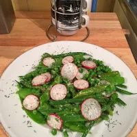 Paying homage to Chef James Briscione's spring veg salad - a lemon extract, horseradish dressing brings a bite that can compliment any dish and brightens this s|jeannette simmons jrさん