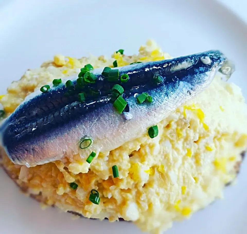 Egg salad on toast with fresh sardine 🤗😋😄 at Olio restaurant, St. Louis, MO, USA.|Jihollandさん