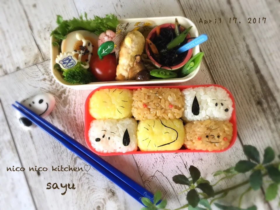 スヌーピーたちのちぎりむすびのお弁当♪#ちぎりむすび#スヌーピー|sayu♡さん