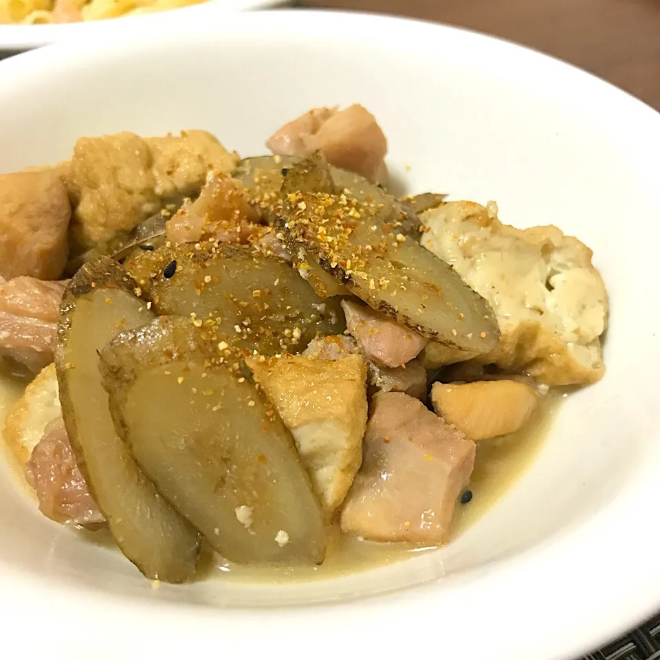 鶏ごぼうと厚揚げの煮物
#晩ごはん #単身赴任飯|Koichi GOGOさん