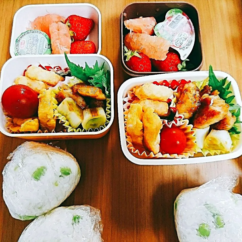 Snapdishの料理写真:17*4*18  娘弁当🎵息子弁当|hilocoさん