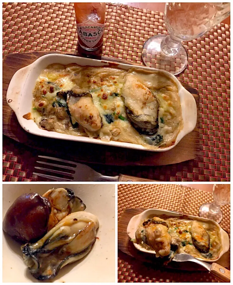 Snapdishの料理写真:Mushrooms&spinach oyster gratin♨️きのことほうれん草の牡蠣ｸﾞﾗﾀﾝ|🌈Ami🍻さん