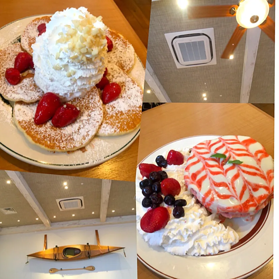 ストロベリー ホイップクリームとマカダミアナッツのパンケーキ&限定の名前忘れたパンケーキ|sweet jordanさん