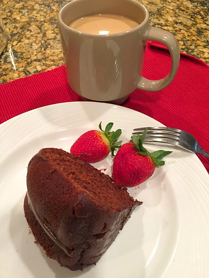 Breakfast A sliced of Chocolate 🍫 and a cup of coffee ☕️ on the side.|Alma's Home Kitchenさん