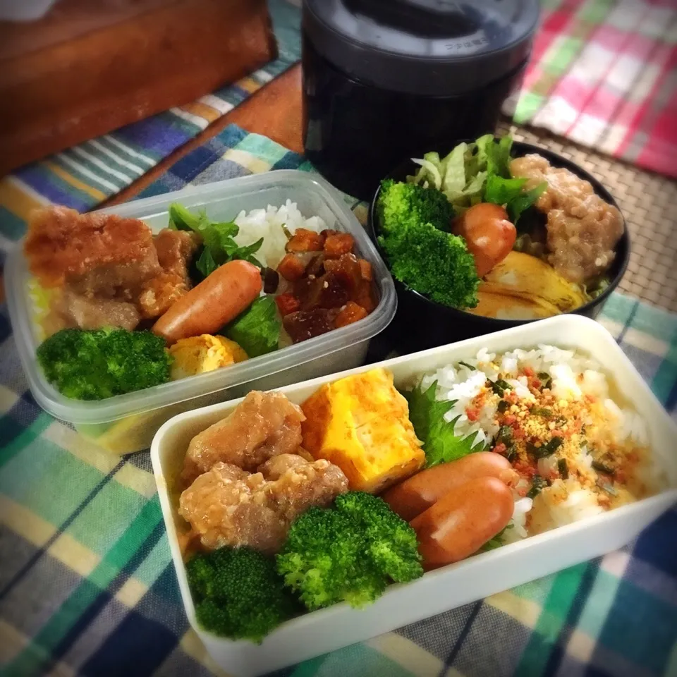 #おひるごはん #お弁当 #卵焼き 

おはようございます🌞
主人と息子とワタシのお弁当🍱|renharuruさん