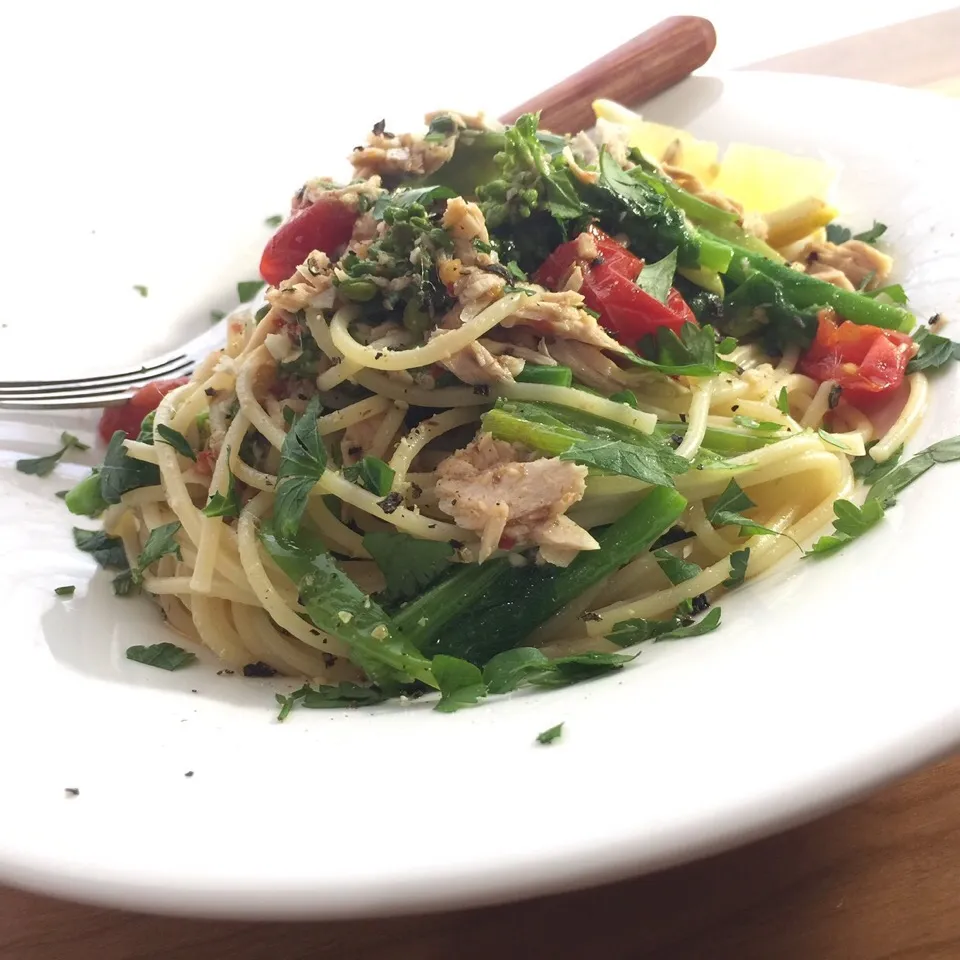 菜の花とツナのアンチョビパスタ|アズフラさん