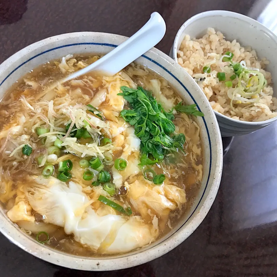 かき玉あんかけうどん、鯛飯|純さん