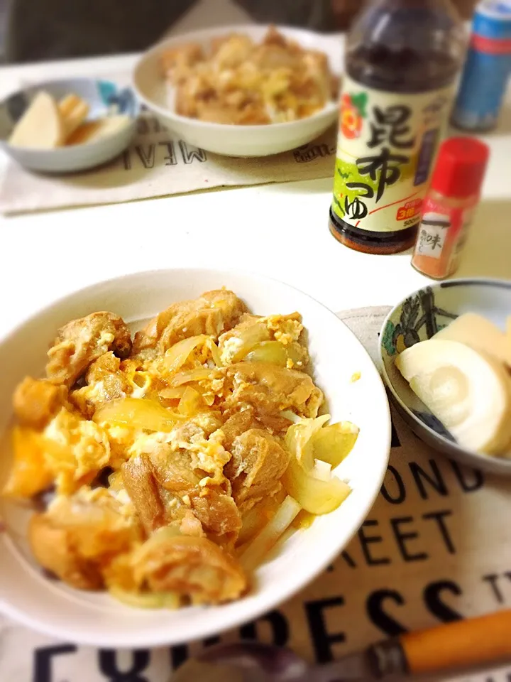 Snapdishの料理写真:ヤマサの昆布つゆでなんちゃって親子丼。|ちいさん