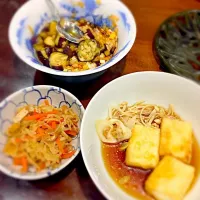 #揚げ出し豆腐#レンジなすの中華煮#切り干し大根の煮物|yukoさん