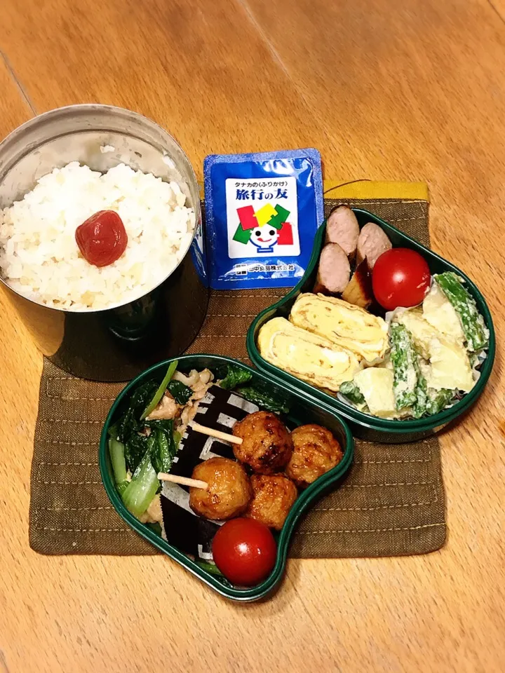 豚肉と小松菜の中華炒めと明太ポテト弁当🍱
#お弁当 #中学生男子弁当 #弁当|ちっくんさん