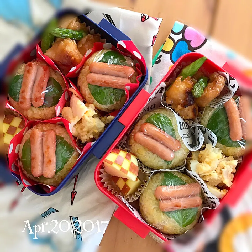 今日の#女子中学生弁当 は、ミニソーセージとバジルのカレーおにぎり|Hiroko Kさん