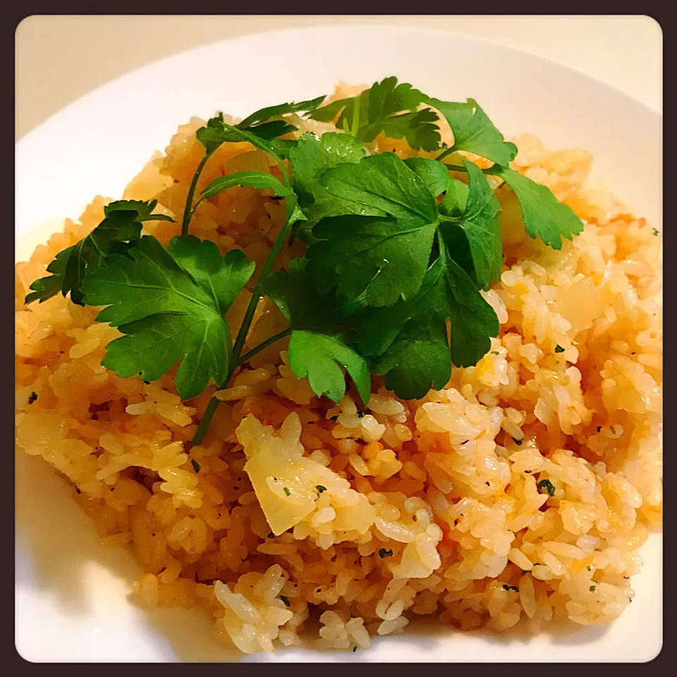 イタリアンパセリ大量収穫→のせすぎ。Tomato Rice|toyamadaさん