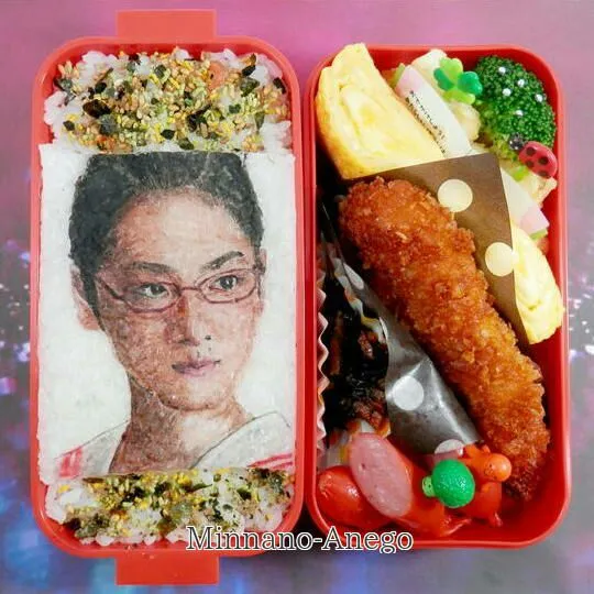 暗黒女子『二谷美礼/平祐奈』弁当
 #オブラートアート
 #似顔絵弁当|みんなのあねごさん