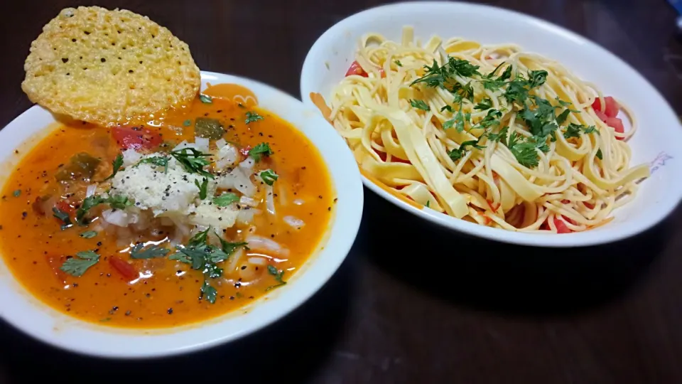 昨日作った“八王子ナポリタンラーメン”を参考にした“八王子ナポリタンつけ麺”(*´∀｀)|しょうたさん