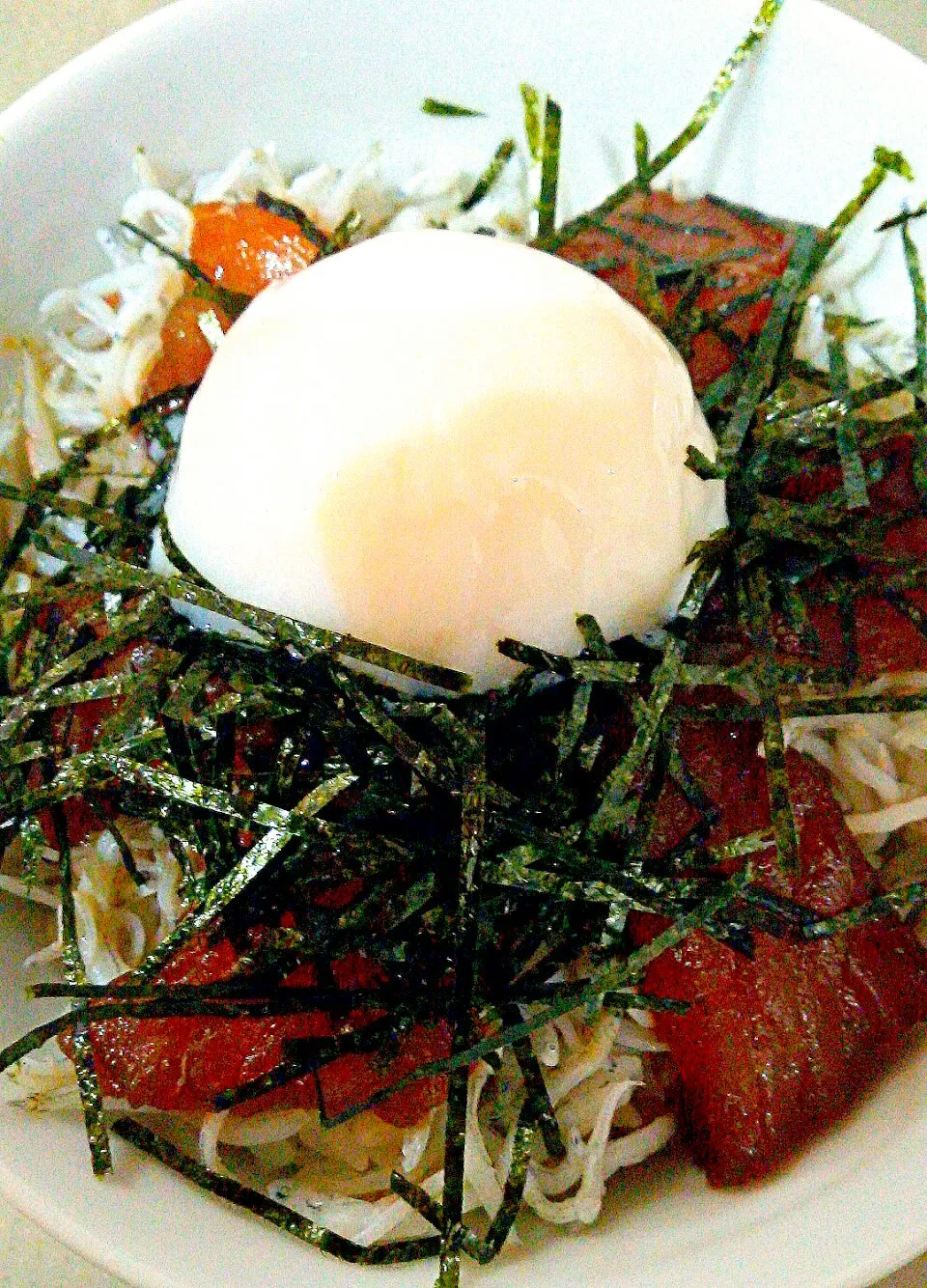 Snapdishの料理写真:#Soy-Marinated #Tuna Sashimi Rice Bowl #漬け丼 #おうちごはん #うちごはん #夕食 #晩御飯|まめさん