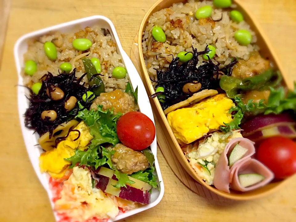 炊き込みご飯#二人分 #女子高生弁当 #お弁当 #ハンバーグ#作り置き|Eriko  Naraさん