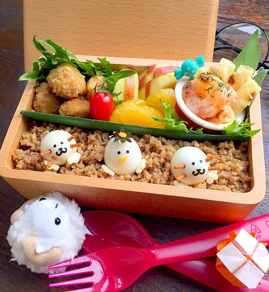 そぼろご飯のお弁当！空っぽにな〜れ♡|マトンさんの飼い主さん