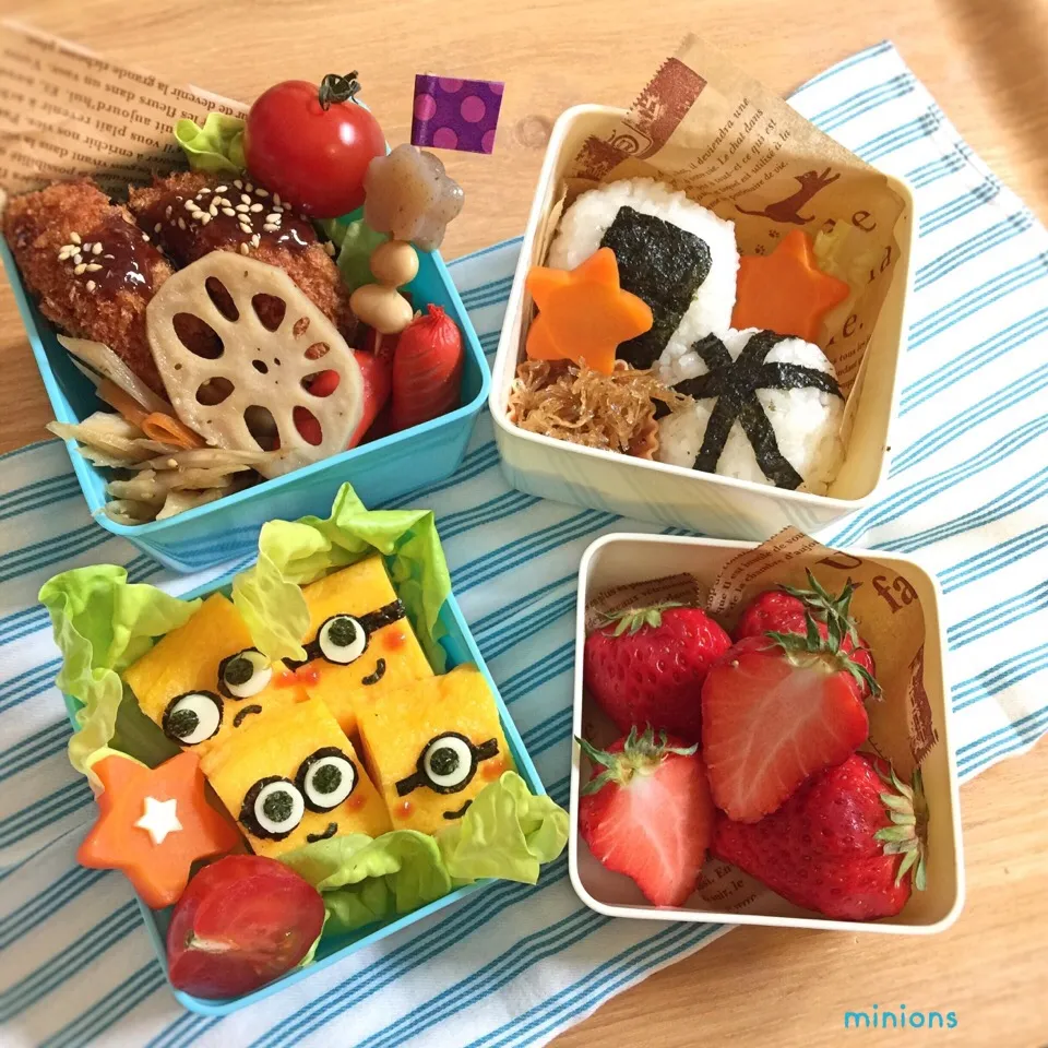 Snapdishの料理写真:ミニオン弁当♩ #お弁当 #ミニオン #キャラ弁|yokkoiroさん