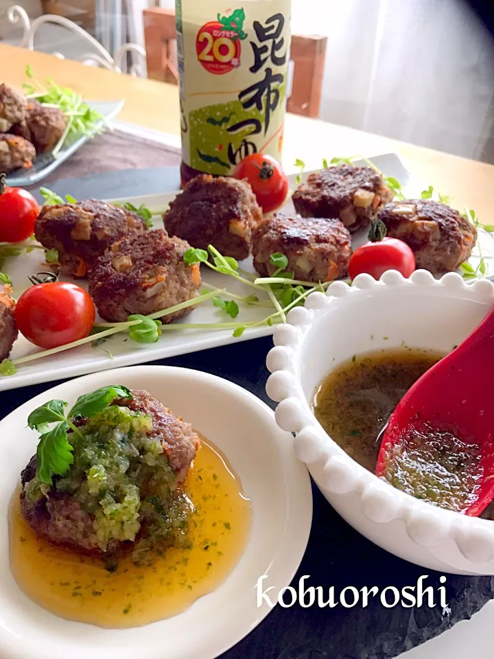 ヤマサ醤油昆布つゆ🌟 大根&青のりこぶおろし☆ レンコンつくね ヤマサ醤油こぶおろしグランプリ2017 ヤマサが選ぶ美味しいレシピで賞受賞|このはさん