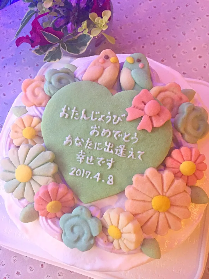 お花畑のメッセージケーキ
#デコレーションケーキ #お誕生日ケーキ #ケーキ #バースデーケーキ #クッキー #お花畑#お花#春#国産小麦粉使用 #homemade #handmade #cake #birthdaycake #cookies #spring #|サント*シャペルさん