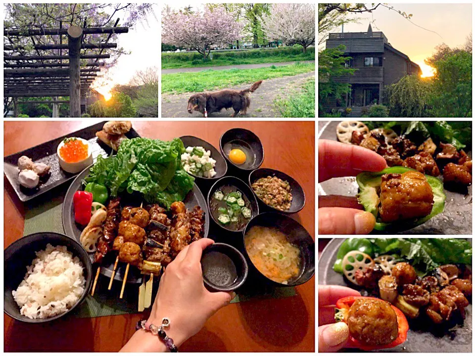 Today's Dinner🍴前菜･美味しい焼き鳥屋さんの焼き鳥･長芋&ｵｸﾗ･めかぶ&納豆･もずく&ｵｸﾗ･生卵･雑穀米･残り野菜のお味噌汁|🌈Ami🍻さん