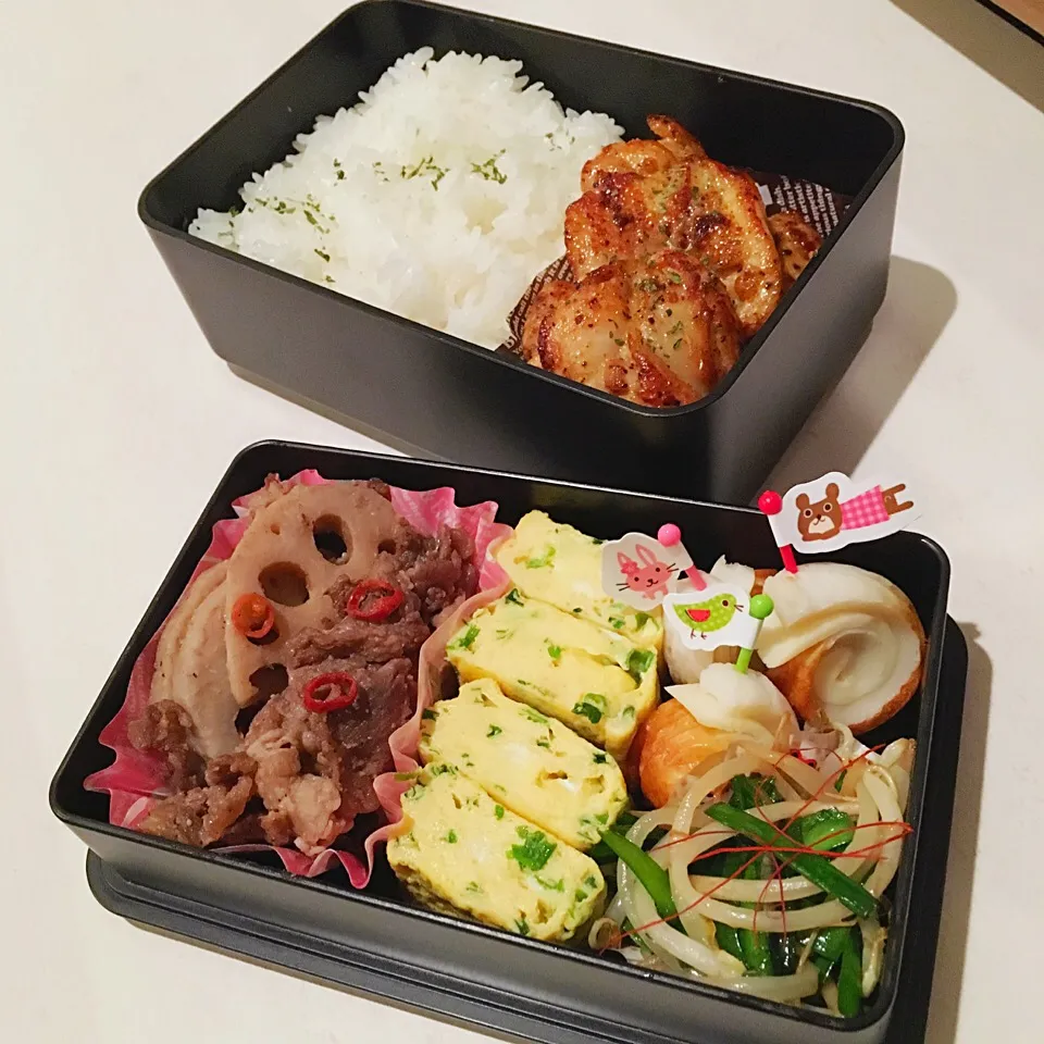 ケイジャンチキン
ネギだし巻き卵お弁当˙ᵕ˙♡|융태지ෆ⃛さん