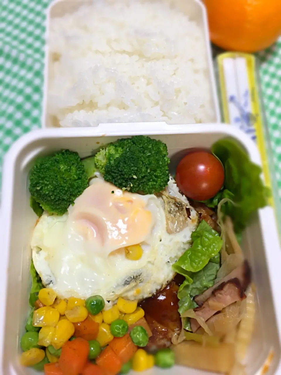 Snapdishの料理写真:4月23日 ハンバーグ弁当🍱ヽ(´▽`)ﾉ|かよっぺさん