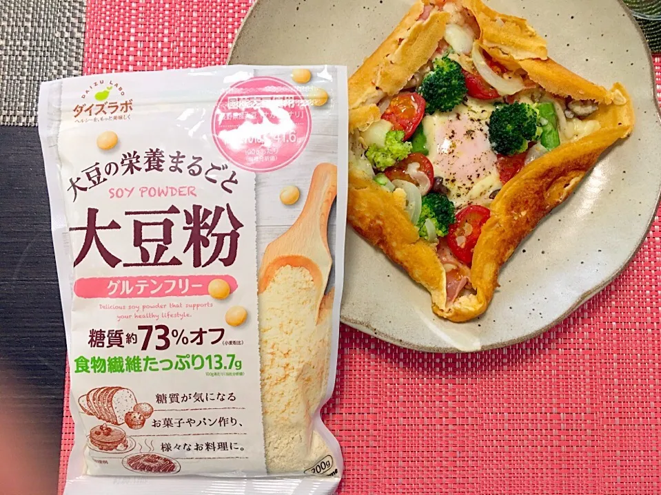 大豆粉でガレット。
そば粉よりモチモチ感がでます。|YummyKさん