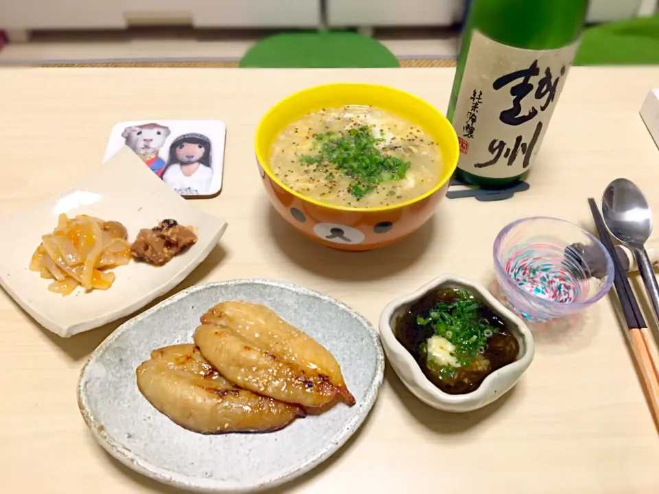 ふぐのみりんぼし！うにいか！たこと山わさび！卵スープ！日本酒！|Yukako  Toyamaさん