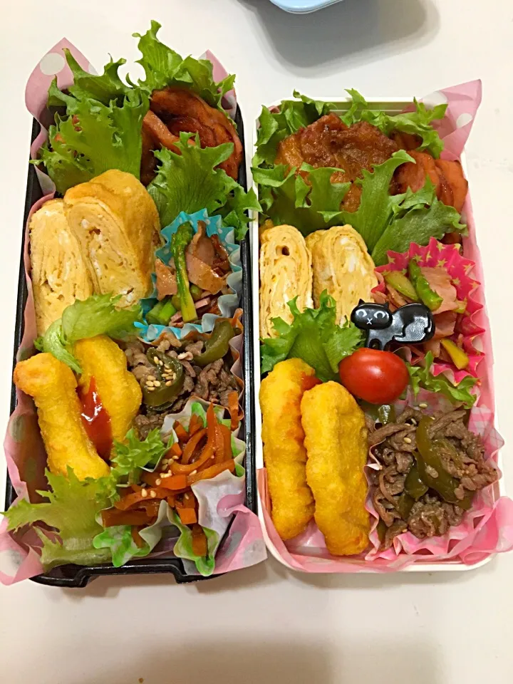 Snapdishの料理写真:息子弁当@352.
娘弁当@9.#|もりさん