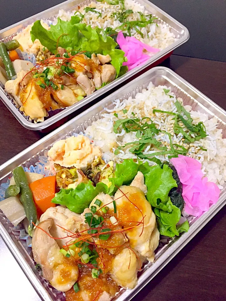 Snapdishの料理写真:#チキンおろしポン酢弁当#お弁当#男子弁当 #男飯|eriさん