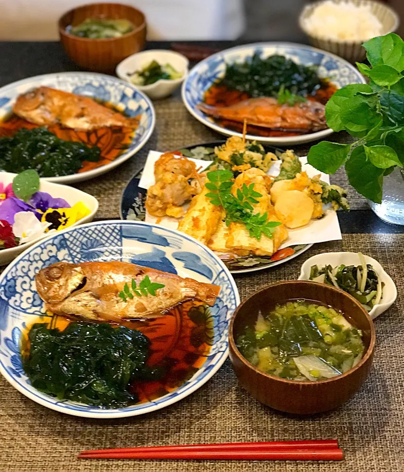 金目鯛とタケノコ天ぷらで夜ご飯|シュトママさん