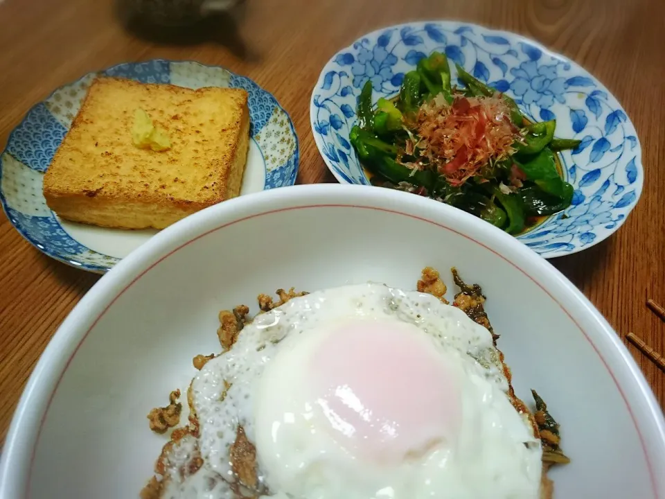 ・ガパオライス
・ピーマンの焼き浸し
・厚揚げ|ようかんさん