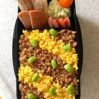 Snapdishの料理写真:高校生男子
春のそぼろ弁当|hiromiさん