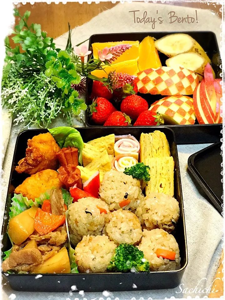 Today's Bento ! お重に詰めたら多かった… ŧ‹"ŧ‹"ŧ‹"ŧ‹"(๑´ㅂ`๑)ŧ‹"ŧ‹"|Sachichi♪さん