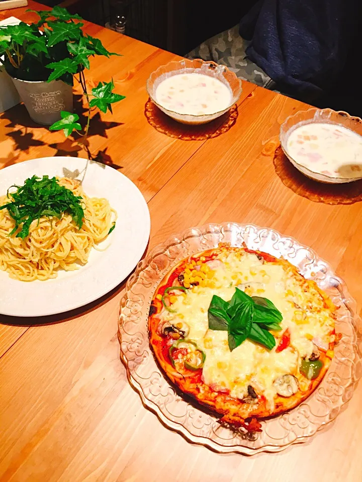 ピザ🍕
たらこパスタ🍝
クラムチャウダー🐚|みみさん