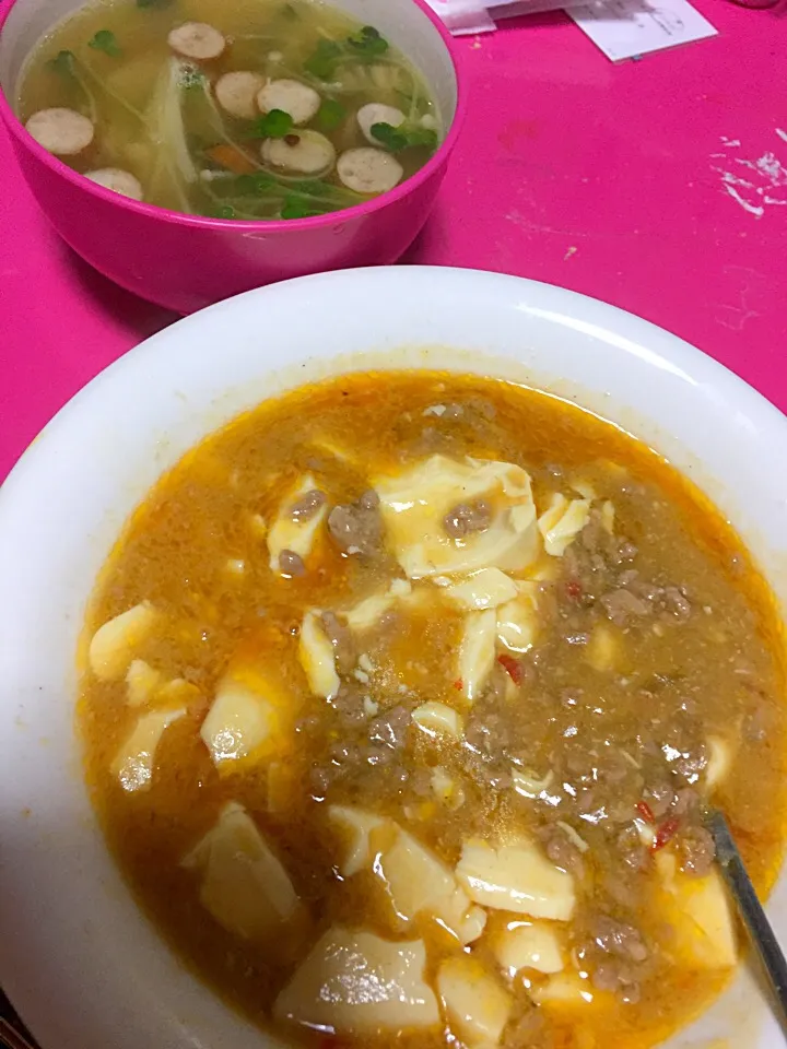 麻婆豆腐❤️野菜スープ|ゆさん