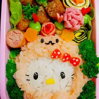 Snapdishの料理写真:かぶりキティちゃん #娘弁当#2017.4|kitchentomokoさん